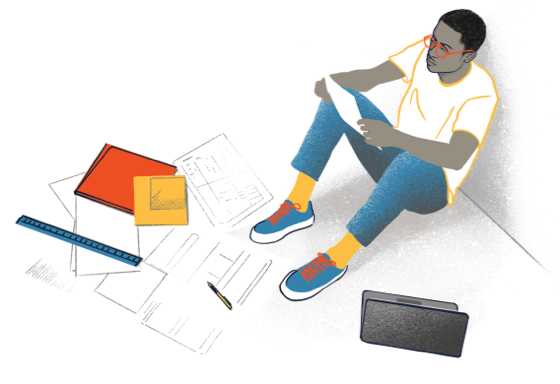 Man studying illustration - DrumRole